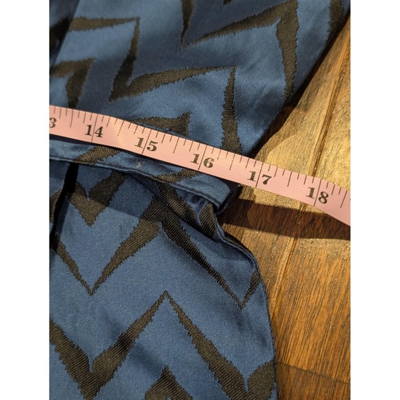 Vintage Anne Klein Dress Womens 10 Blue Black Chevron Belted Cocktail 00s Retro - Picture 7 of 12